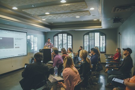 Students sitting in class.